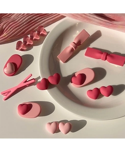 Ensemble de pinces à cheveux roses mignonnes cœur nœud accessoires pour femmes quotidien