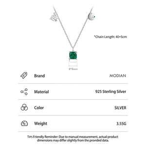 Halskette aus S925 Sterlingsilber mit grünem Zirkonia und Jungfrau-Symbol-Anhänger