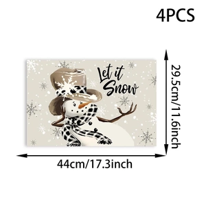 Lot de 4 sets de table de Noël bonhomme de neige, dimensions 44x29,5 cm avec détails