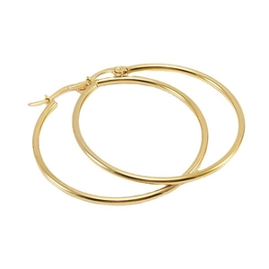 Grandes créoles classiques en acier inoxydable plaqué or 18 carats avec fermoir pour femme