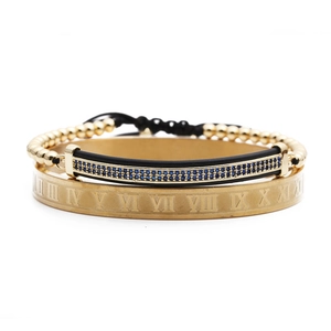 Edelstahl Römische Zahlen Armreif Kupfer Blau Zirkon Verstellbares Gewebtes Armband Schmuck Für Damen Herren Armreif Und Armband