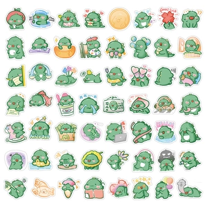 Lot de 56 mignons autocollants de dinosaures verts pour journaux en poses variés