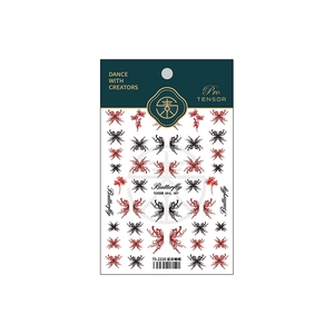 3D embossed butterfly and flower nail art stickers TS-2220 with red and black designs