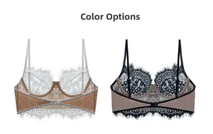 Détail du dos de la bralette en dentelle fleurie avec fermeture à agrafe unique
