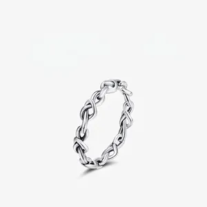 925 Sterling Silver Ring For Women Heart Shape Infinity Twisted Knot Minimalist Aesthetic Jewelry Adjustable Finger Band