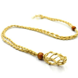 Cordón de collar de red tejida ajustable con cuentas de madera para piedras rudas