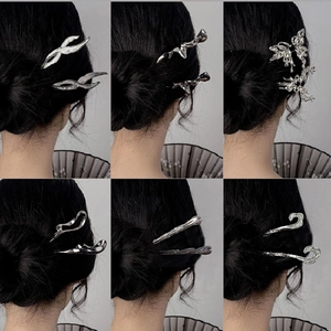 Silver butterfly hairpins in six styles for women with neo-Chinese aesthetic design