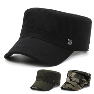 Casquette Cadet Homme Chapeau Militaire Dessus Plat Ajustable Polyester Protection Solaire Style Décontracté