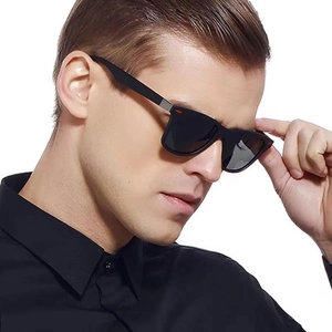 Classic men's square black sunglasses with UV protection for driving and fashion