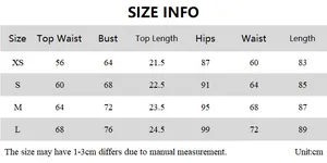 Tableau détaillé des tailles XS-L pour l'ensemble bustier en dentelle et jupe sexy