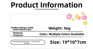 Detailed specifications of the large capacity polyester pencil case including size and weight