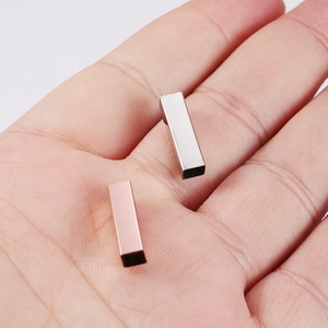 Mirror polished stainless steel 3D hollow rectangle tube charms in silver and rose gold