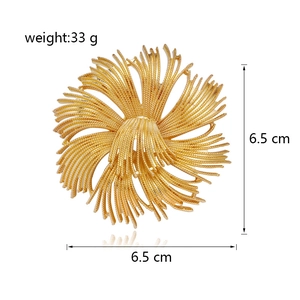 Vintage French floral brooch in gold with intricate textures and sunflower design