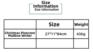 Size details and dimensions for the Christmas pine cone mailbox garland with LED lights