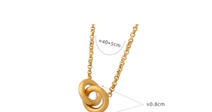 Detail shot of interlocked gold circles with brushed texture and dimensions marked