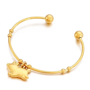 Bracelet Jonc Ouvert En Acier Inoxydable Avec Pendentif Cochon Mignon Bijoux Minimalistes Réglables Pour Femmes