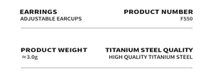 Detailed specifications of F550 three-hole zircon earrings in 18k gold plated titanium steel