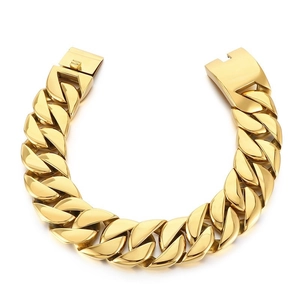 31mm gold plated 316L stainless steel Cuban chain bracelet for men and women
