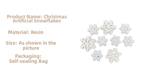 Macro view of white resin Christmas snowflakes with glitter for DIY crafts and decor