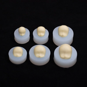 Set of 6 silicone face molds for clay figurines with finished beige doll heads