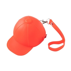 Orange silicone baseball cap mini coin purse with lobster clasp and silicone lanyard