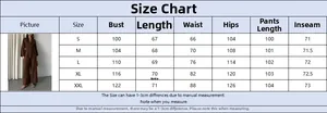 Tabella taglie dettagliata per completo camicia scollo a V manica lunga e pantaloni