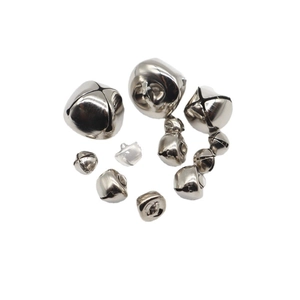 Silver nickel-plated metal bell assortment for pet collars and DIY Christmas decor