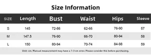 Detailed size chart for the mesh patchwork two-piece suit with length and bust measurements