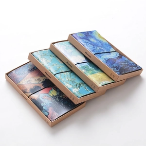 Set of 4 Van Gogh art notebooks with elastic straps and premium kraft packaging