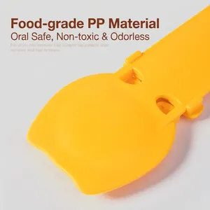 Food-grade PP cat liquid treat squeezer spoon in bright yellow for safe pet feeding