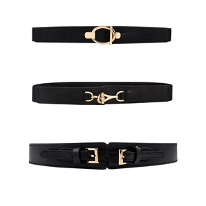Women Elastic Waist Belt PU Leather Fashion Wide Corset Cinch Decorative Dress Waistband Alloy Buckle Simple Vintage