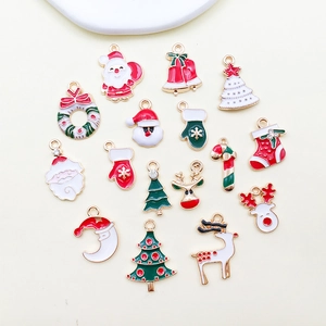 Detailed collection of assorted Christmas enamel alloy charms for DIY holiday jewelry making