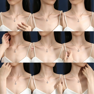 Elegant S925 sterling silver D-color Moissanite pendant necklaces collection for women