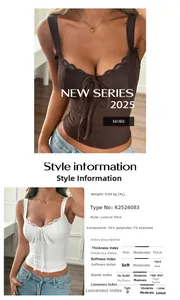 Detalle de la composición de la camisola Y2K con encaje y escote en forma de V