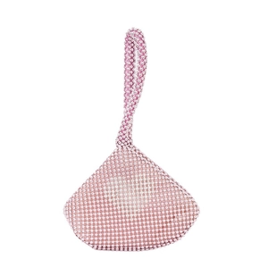 Rosa Perlen Abendtasche in Herzform mit Smile-Schriftzug und Griff für Damen