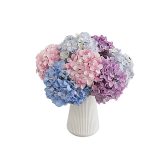 3D printed artificial hydrangea bouquet in white ceramic vase for table decoration