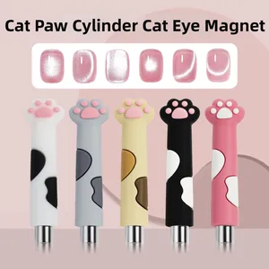 Cat paw magnet tool set for cat eye nail art in five colors with sample tips