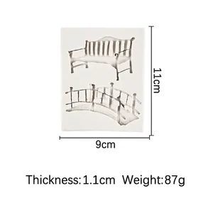 European vintage arch bridge and park bench silicone mold for DIY cake decoration and resin
