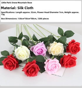 Detailed view of artificial silk roses with 7cm heads in various vibrant colors