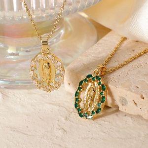 Wholesale Virgin Mary Pendant Necklace Gold Plated Cubic Zirconia For ...