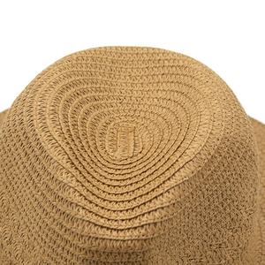 Macro view of the spiral weaving craftsmanship on a natural straw Panama hat crown