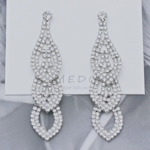 Elegant Copper Water Drop Earrings With Rhinestones And 925 Sterling Silver Post Luxurious Bridal Wedding Jewelry For Women