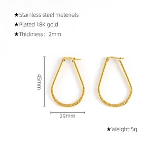Detailed dimension guide for 18K gold plated stainless steel textured hoop earrings