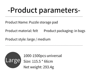 Spécifications de taille pour tapis de puzzle en feutre 115,5x66cm de 1000 à 1500 pièces