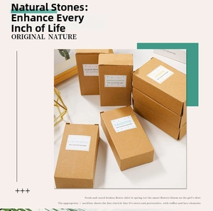 Eco-friendly kraft packaging boxes for natural raw crystal string lights with labels