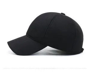 Detailed side view of black wool baseball cap featuring silver Fashion metal logo