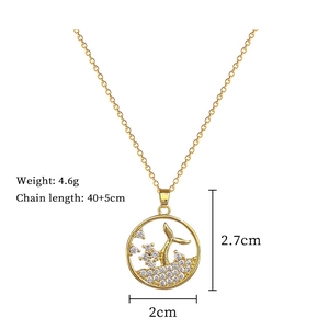 Detail of mermaid tail necklace with dimensions and weight 4.6g for jewelry sizing