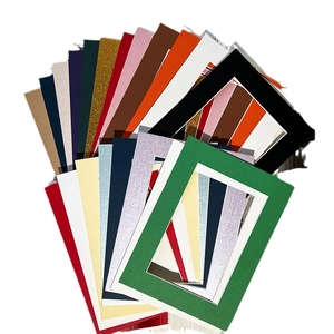 Multi-colored rectangular paper photo frames and mat inserts for DIY children art display