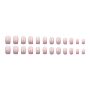 Pink purple gradient press-on nails with 3D glitter clouds and square oval shape