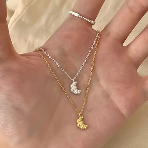 S925 sterling silver croissant pendant necklace set in gold and silver finishes